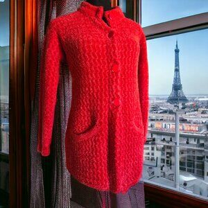 NWOT SURYA WOOLS FASHION (SM) Rich Red 100 Percent Wool Cardigan